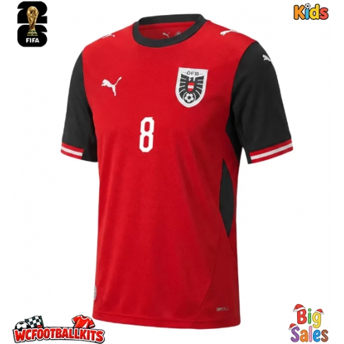 Austria David Alaba #8 Replica Home Stadium Kit for Kids World Cup 2026 Short Sleeve (+ pants)